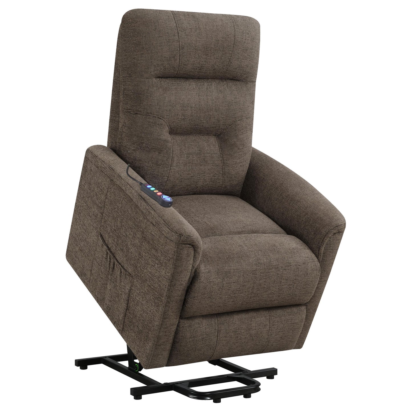 Coaster Furniture Henrietta 609404P Upholstered Power Lift Massage Chair - Brown IMAGE 4