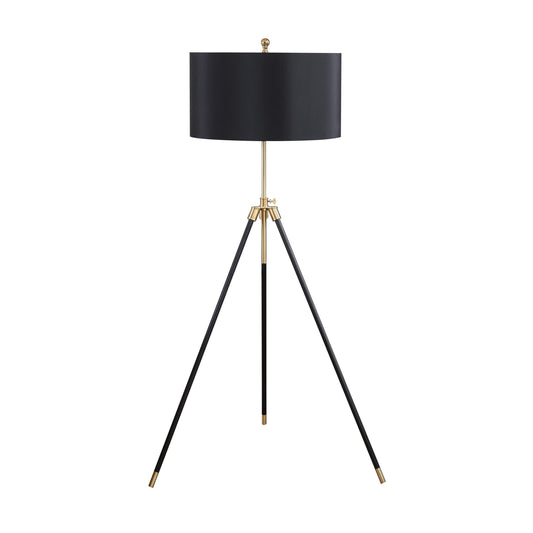 Coaster Furniture Zabka 923255 63-inch Drum Shade Metal Tripod Floor Lamp - Black IMAGE 1