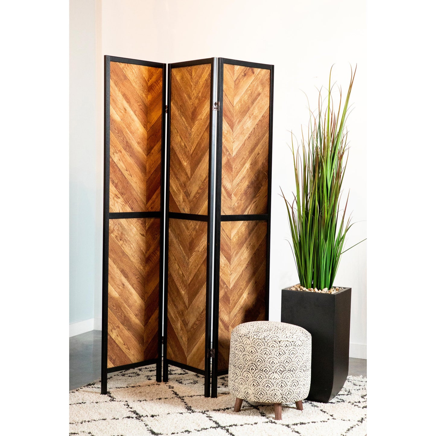 Coaster Furniture Marlene 962922 3-Panel Room Divider Folding Screen - Rustic Tobacco IMAGE 2
