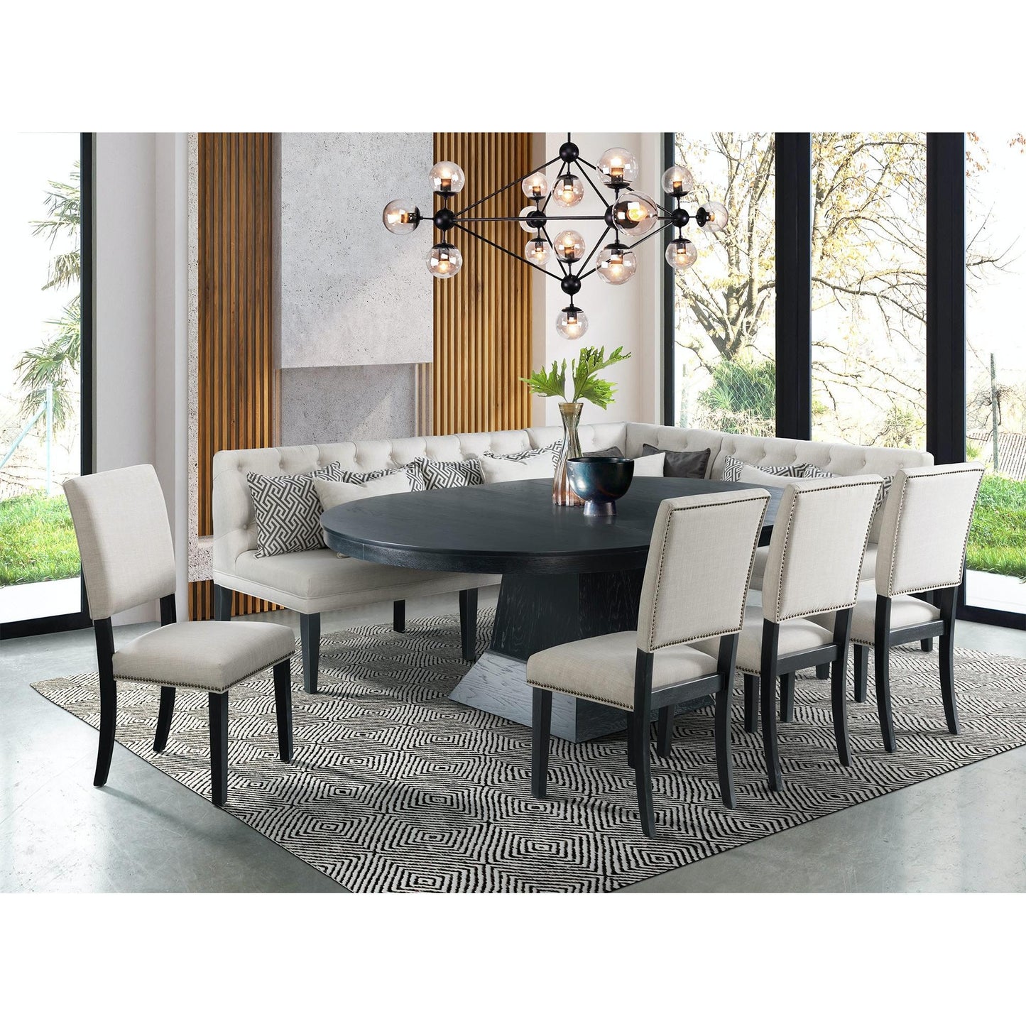 Elements International Maddox DMD100DTTB Dining Table w/ Two 12-inch Table Leaves IMAGE 2