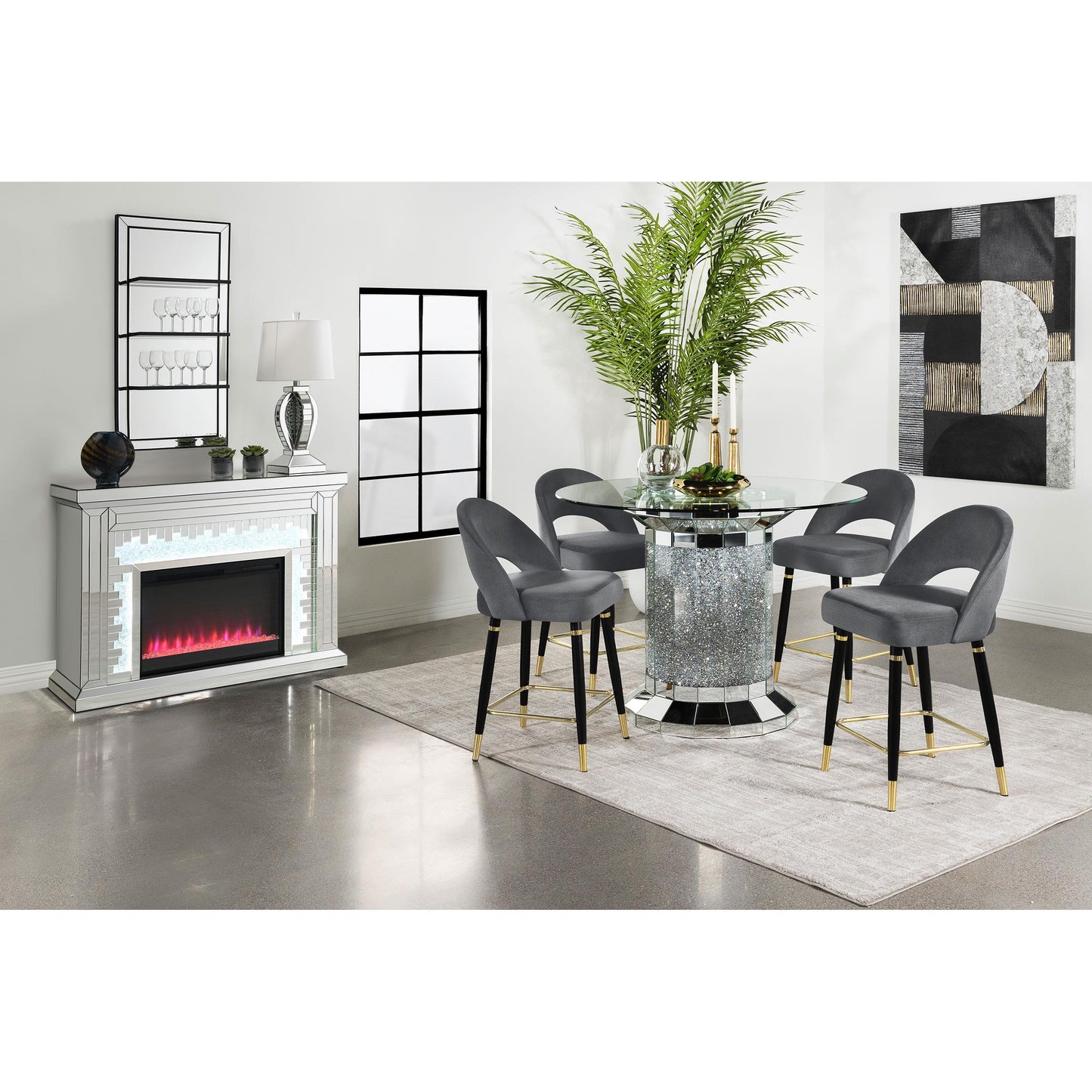 Coaster Furniture Lindsey 192549 Velvet Upholstered Counter Chair - Grey IMAGE 10