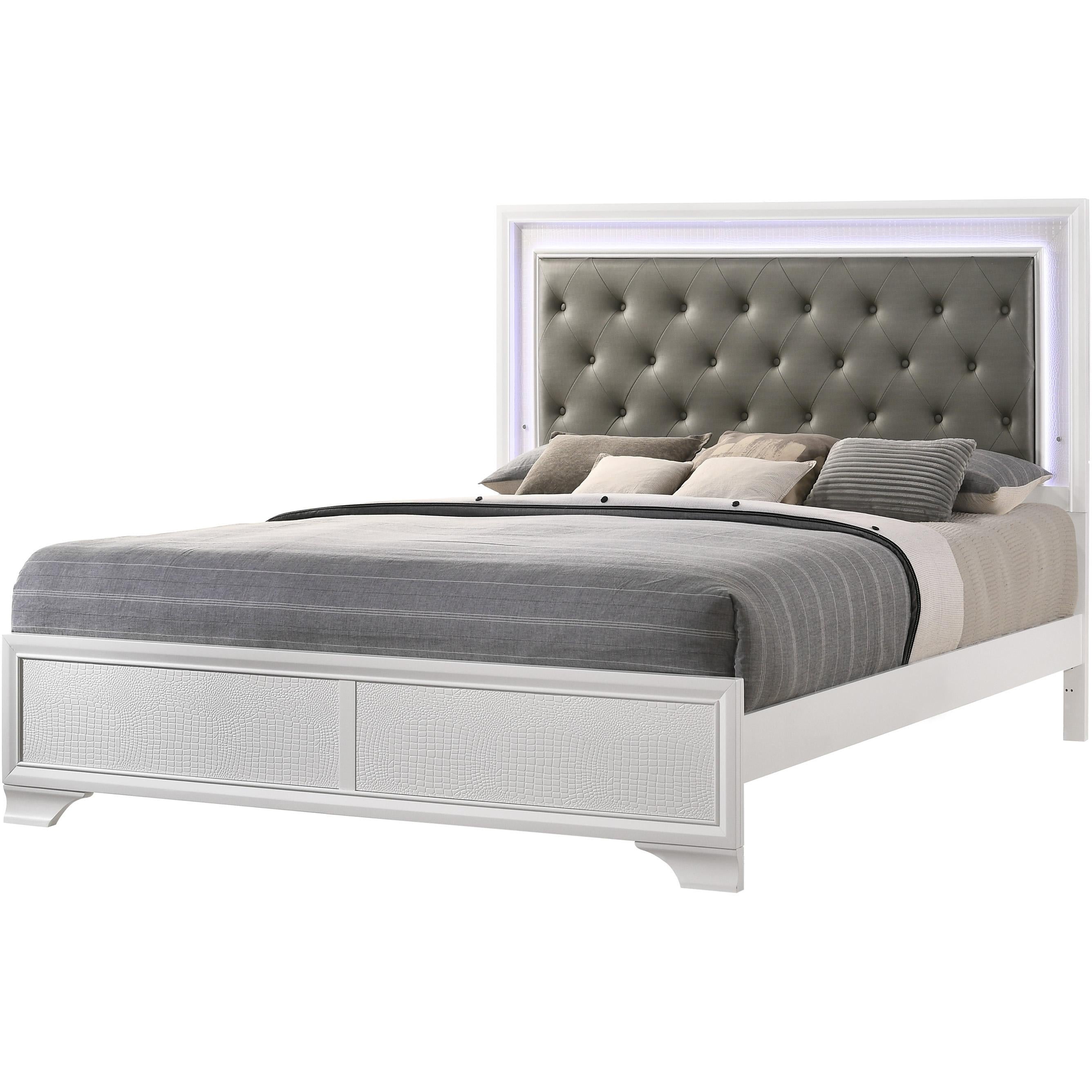 Crown Mark Lyssa B4310-K King Bed with LED - Frost IMAGE 1