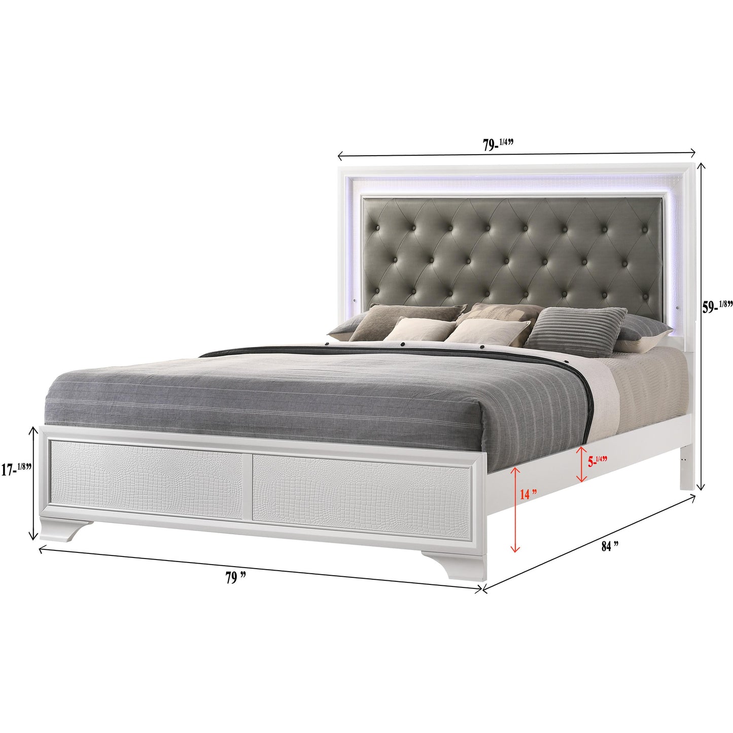 Crown Mark Lyssa B4310-K King Bed with LED - Frost IMAGE 4