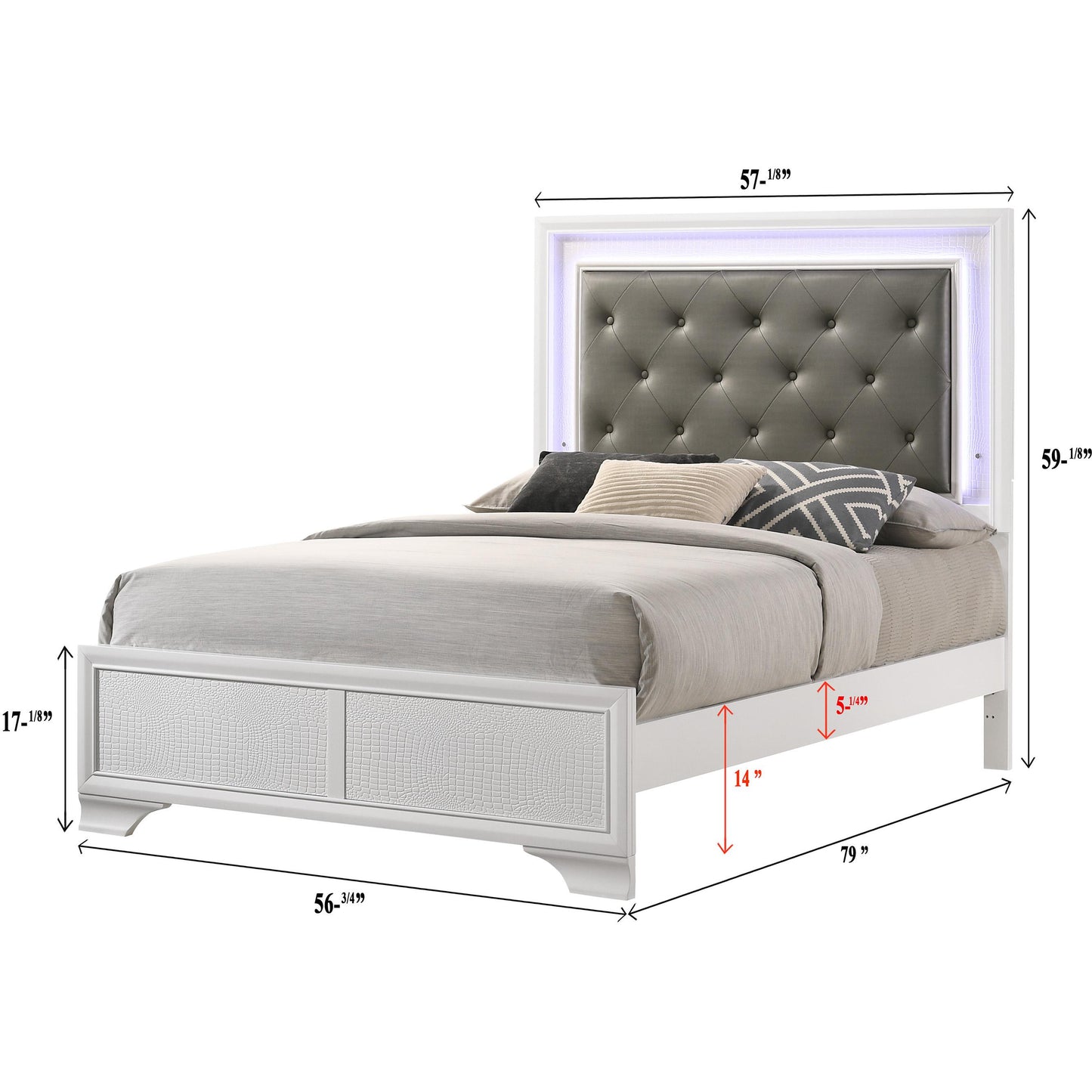 Crown Mark Lyssa B4310-F Full Bed with LED - Frost IMAGE 4
