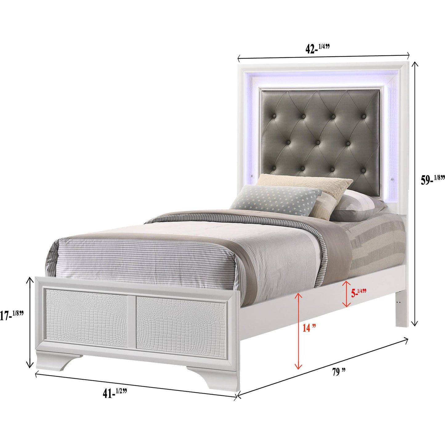 Crown Mark Lyssa B4310-T Twin Bed with LED - Frost IMAGE 4