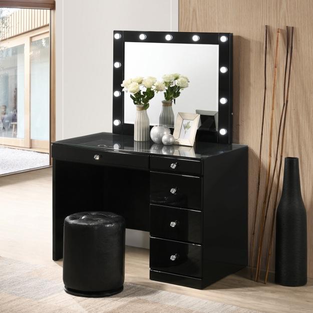 Crown Mark Morgan B4851BK-93 Round Swivel Stool - Black IMAGE 2