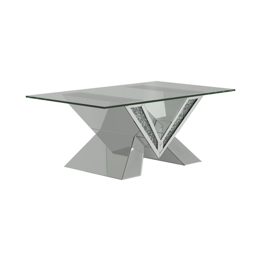 Coaster Furniture Taffeta 723448 Glass Top Mirrored Acrylic Coffee Table - Silver IMAGE 1