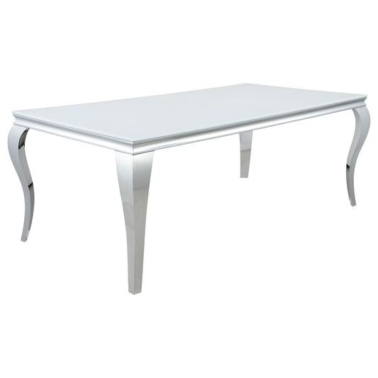 Coaster Furniture Carone 115081 Rectangular 81-inch Glass Top Dining Table - White IMAGE 1