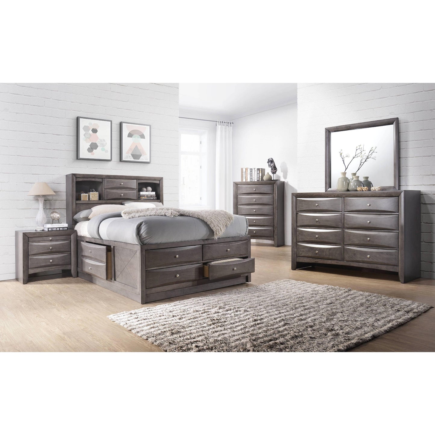 Elements International Emily Grey EG100DRMR Dresser and Mirror Set IMAGE 3