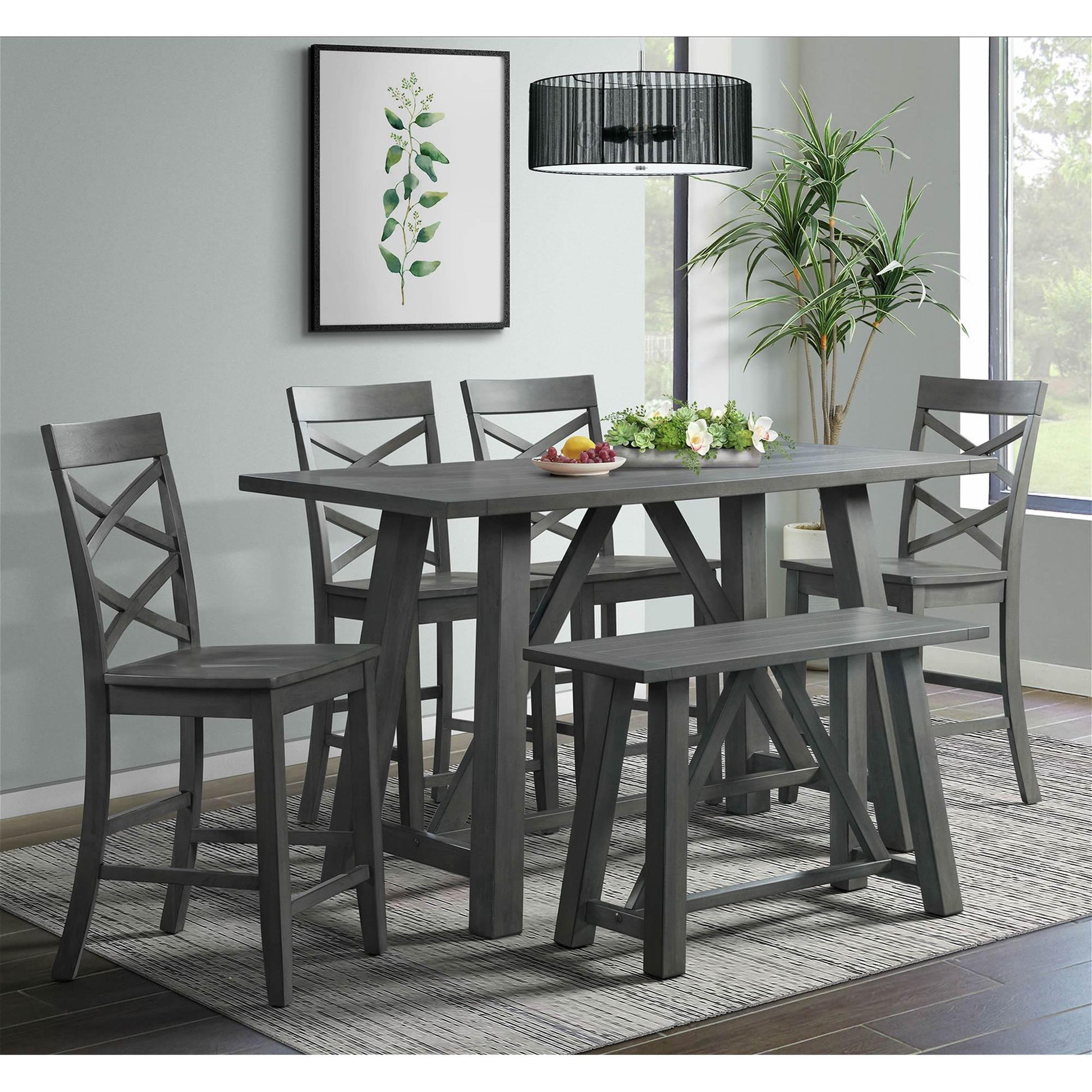 Elements International Renegade DRN3006CS 6 pc Counter Height Dining Set - Grey IMAGE 1
