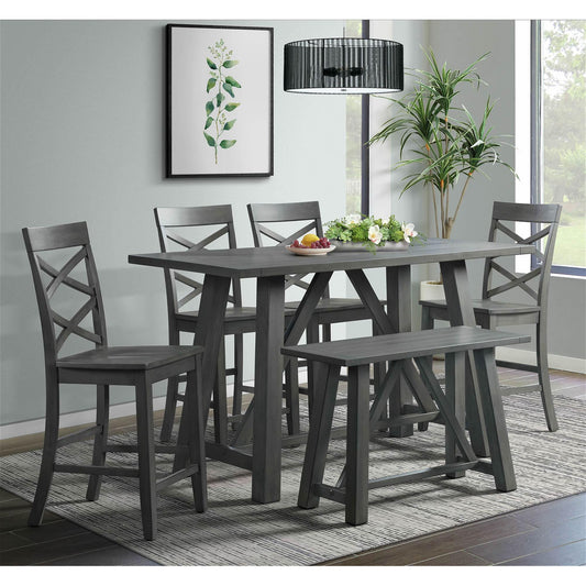 Elements International Renegade DRN3006CS 6 pc Counter Height Dining Set - Grey IMAGE 1