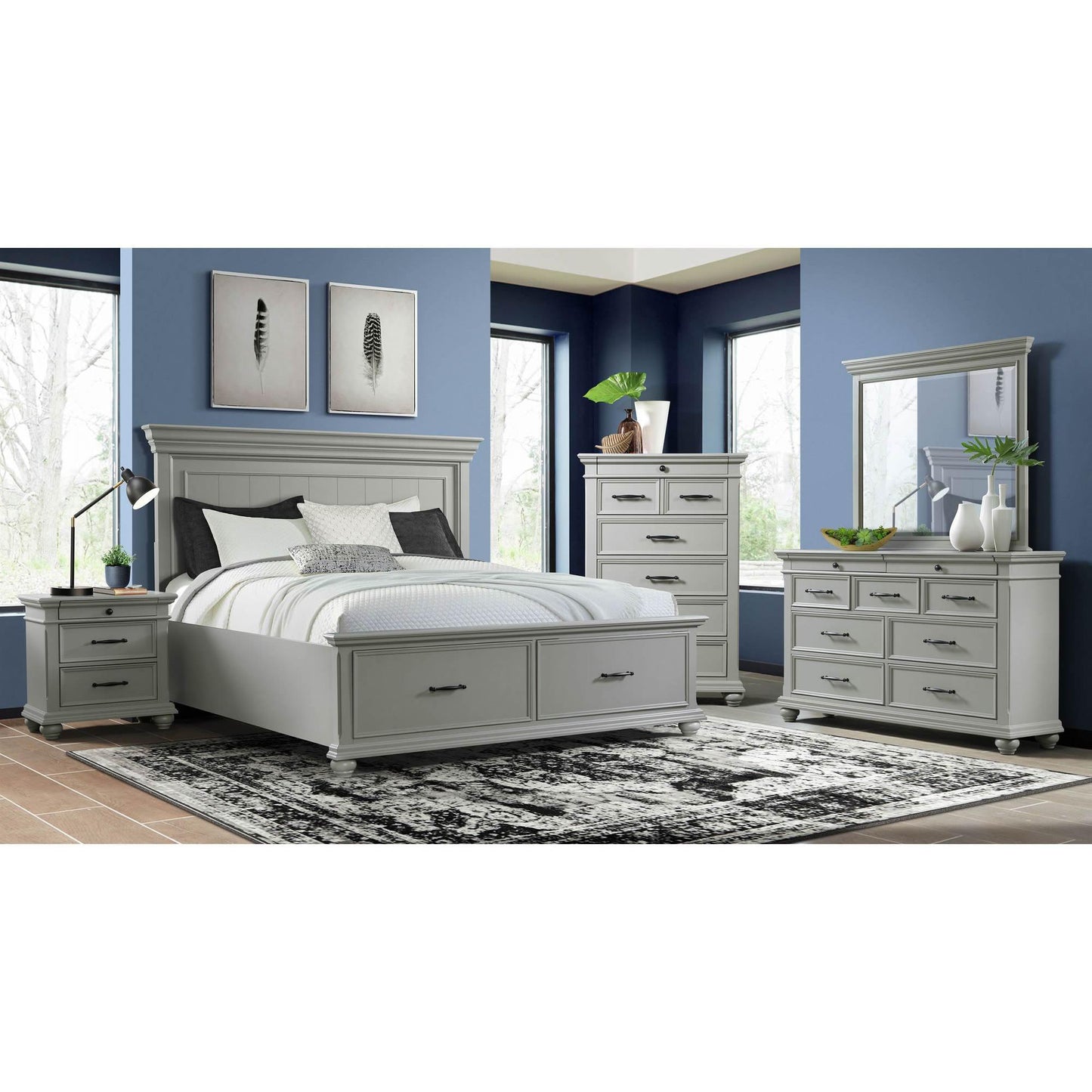 Elements International Slater SR300NS 3-Drawer Nightstand with USB - Grey IMAGE 4