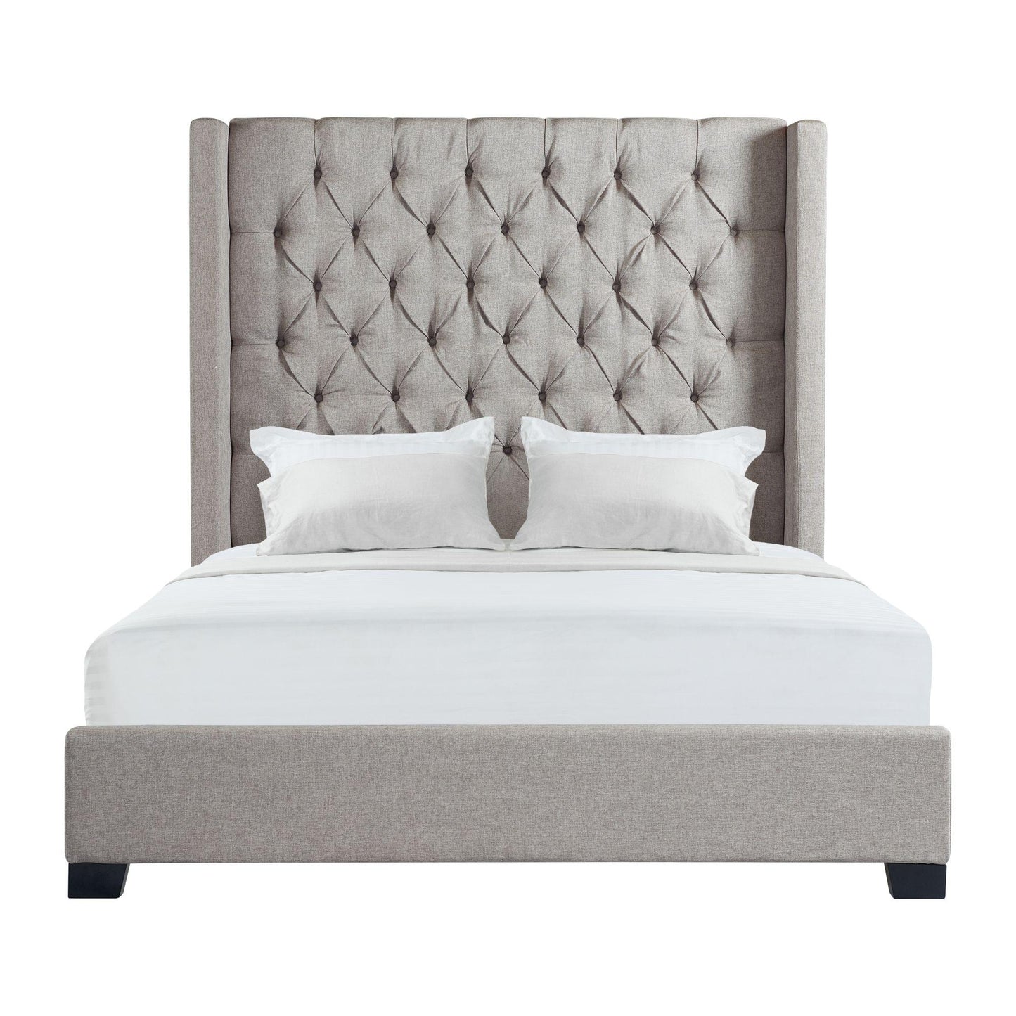 Elements International Morrow UMW092QB Queen Upholstered Bed - Gray IMAGE 1