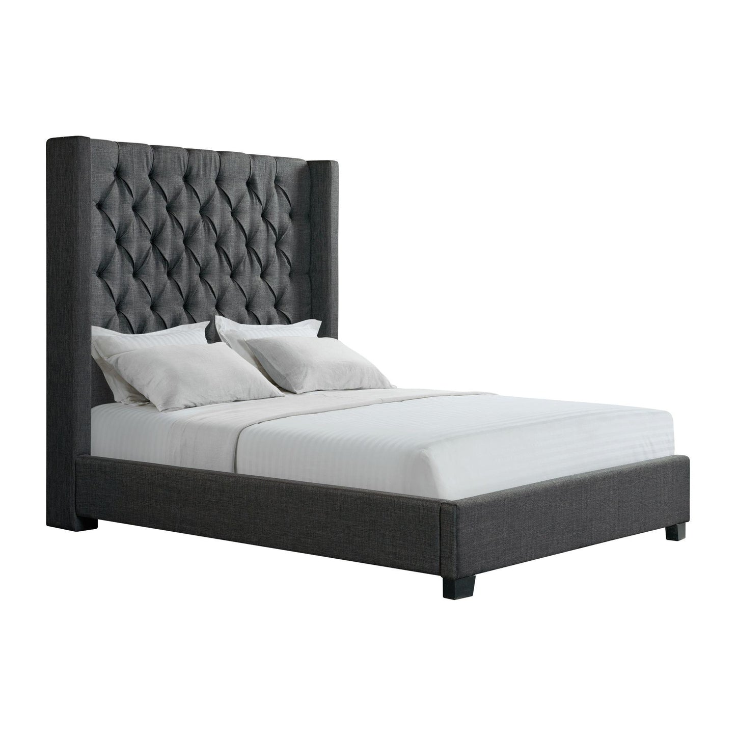 Elements International Morrow UMW090QB Queen Upholstered Bed - Charcoal IMAGE 2