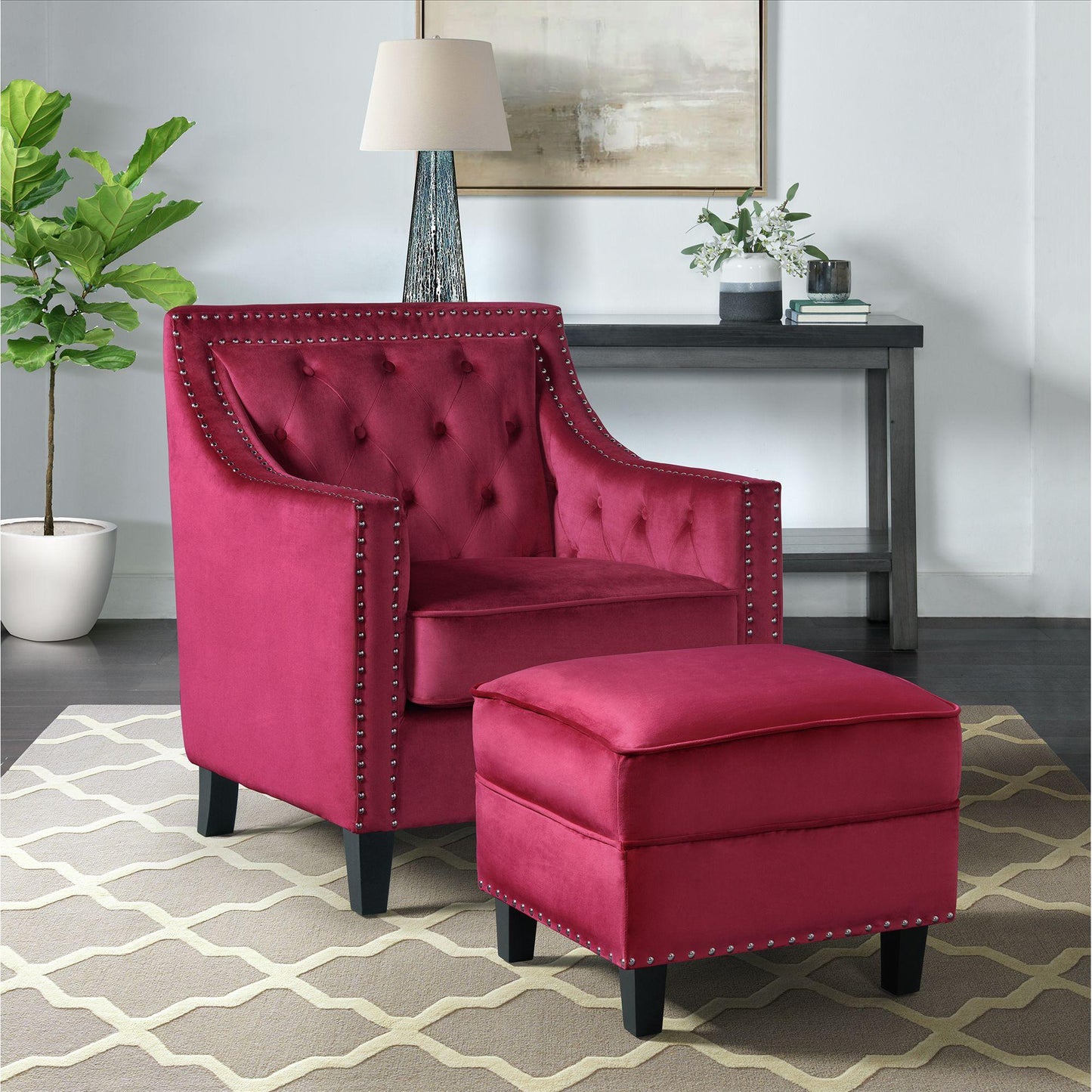 Elements International Tiffany UTF287100CA Accent Chair - Broadway Red IMAGE 10