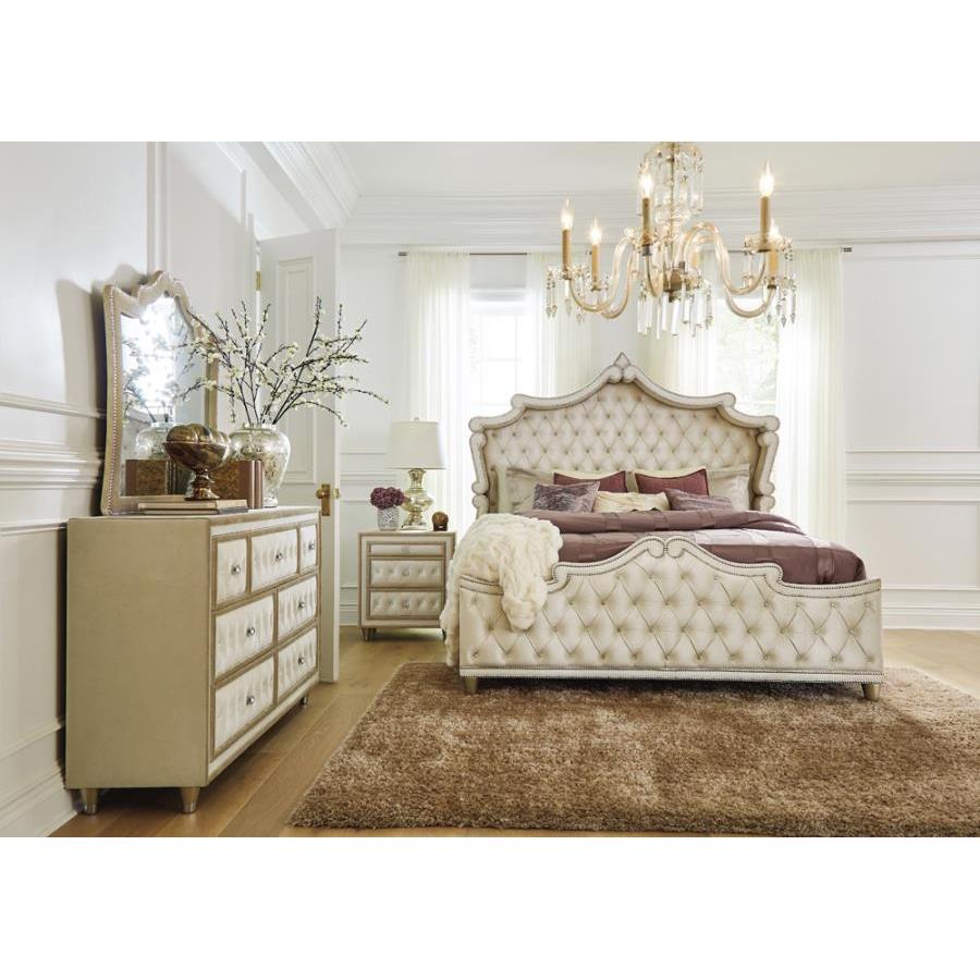 Coaster Furniture Antonella 223523 7-Drawer Upholstered Dresser - Ivory and Camel IMAGE 4