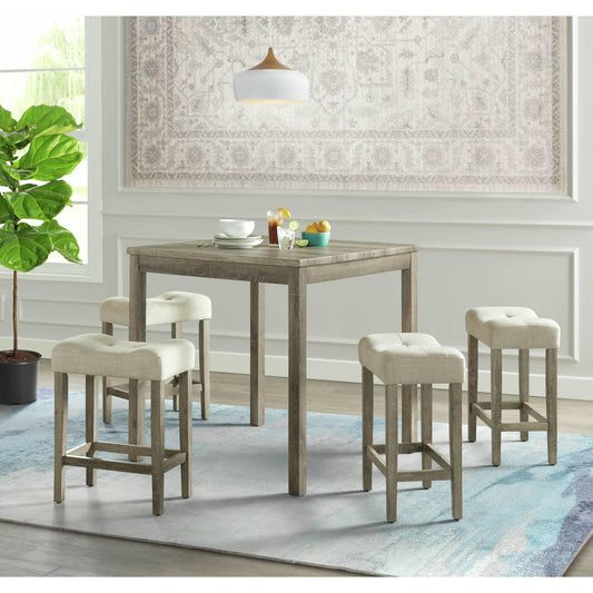 Elements International Oak Lawn 5PC Counter Height Dining Set- Natural Finish IMAGE 1