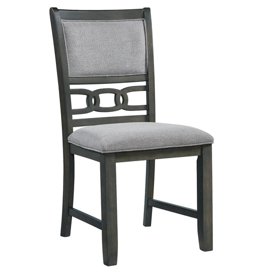 Elements International Amherst Dining Side Chair W/Fabric Cushion Side Stretcher Grey Finish IMAGE 1