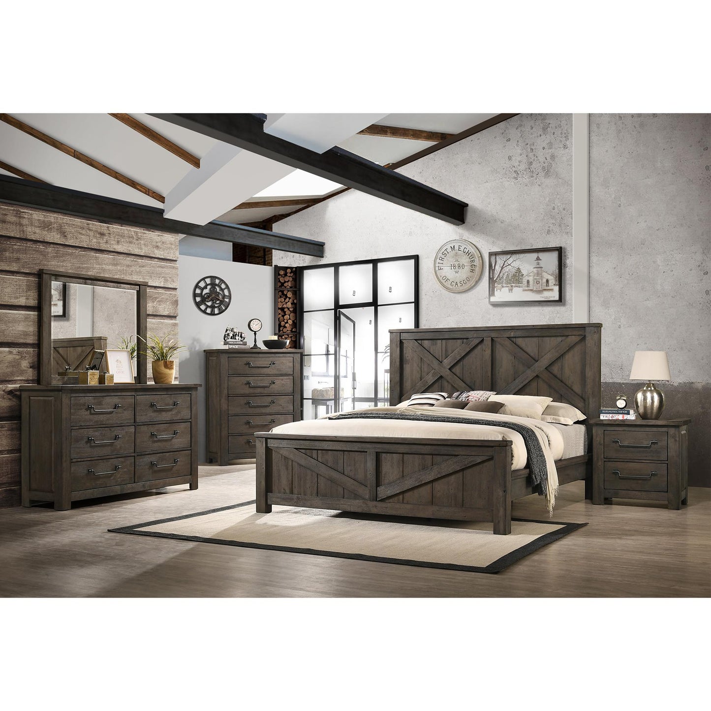 Elements International Maverick Nightstand w/USB Grey IMAGE 8