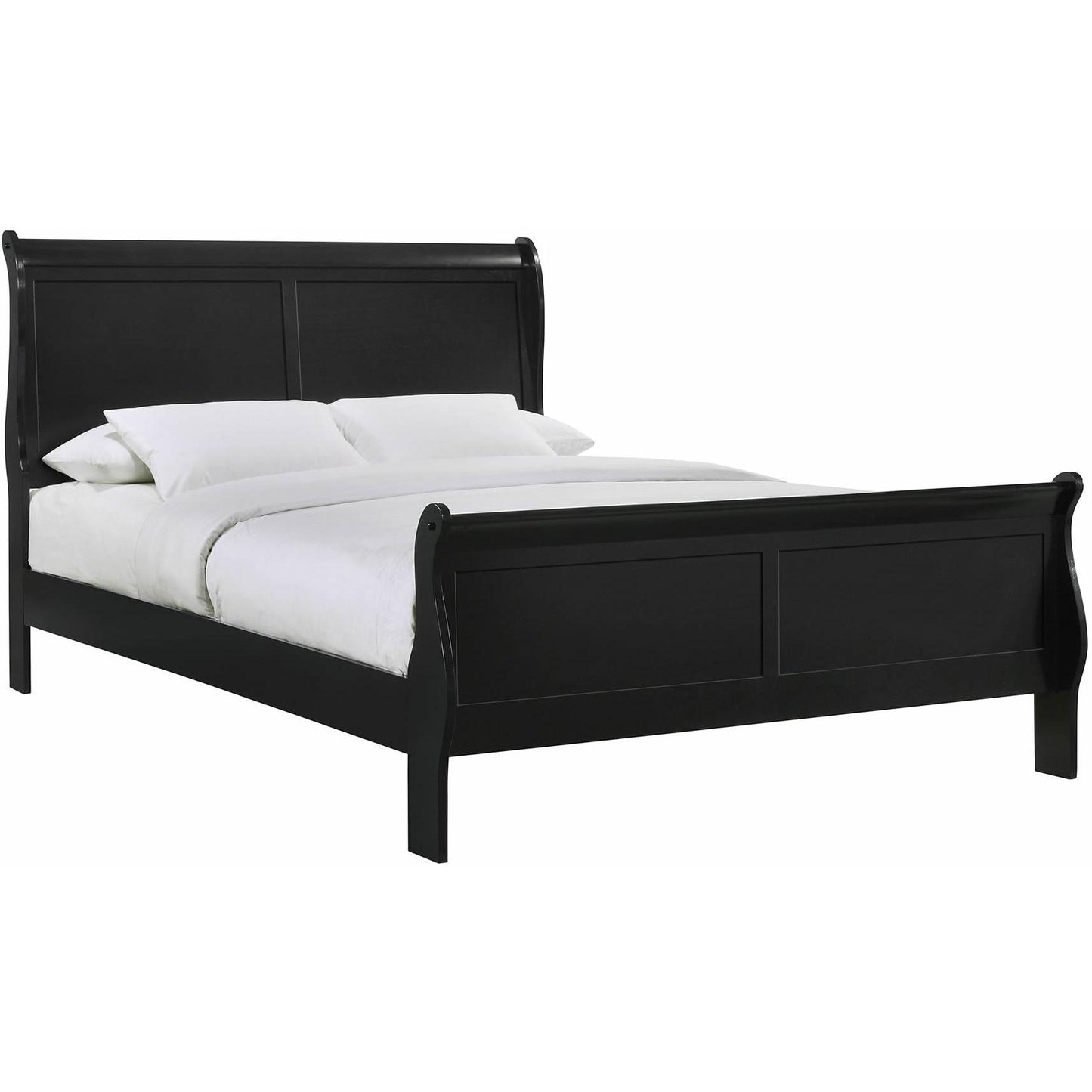 Elements International Louis Philippe Queen Panel Bed in Black IMAGE 1