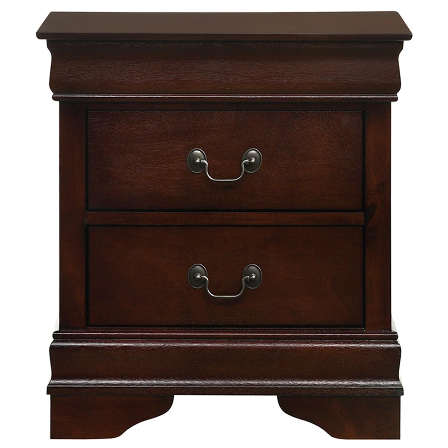 Elements International Louis Philippe 2-Drawer Nightstand in Cherry IMAGE 2
