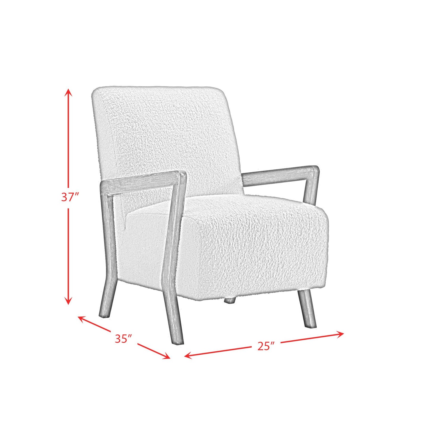 Elements International Enzo Accent Chair Sheep Skin White IMAGE 4