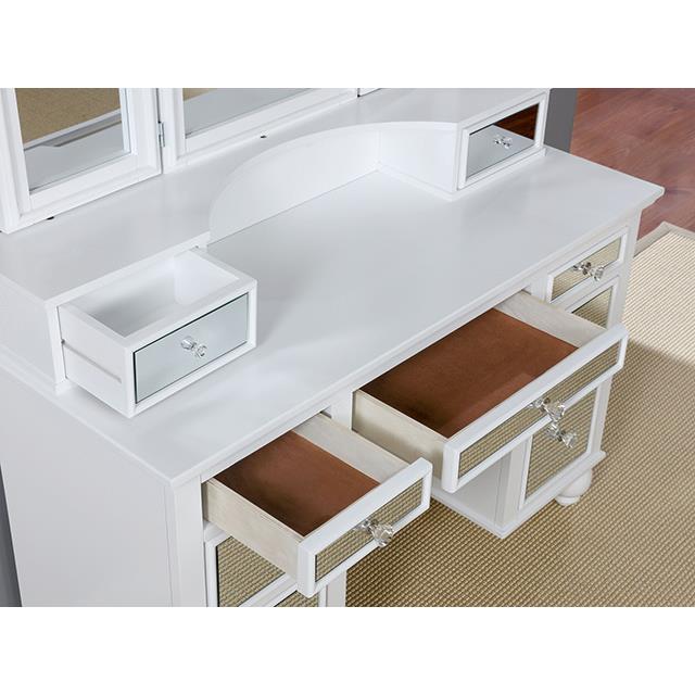 Furniture of America Tracy CM-DK6162WH Vanity w/ Stool IMAGE 2