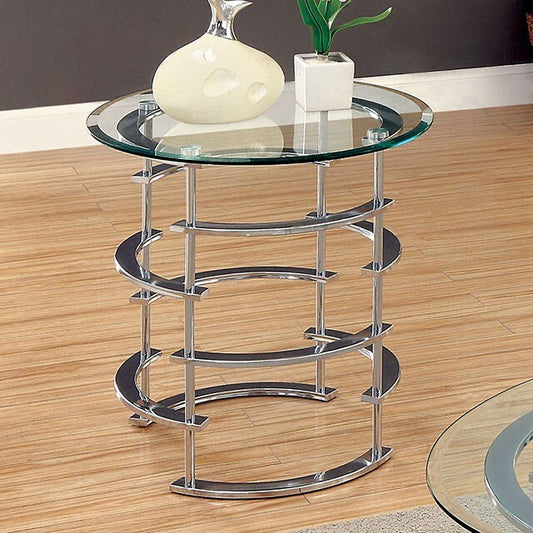 Furniture of America Clonmel CM4359CRM-E End Table, Chrome IMAGE 1
