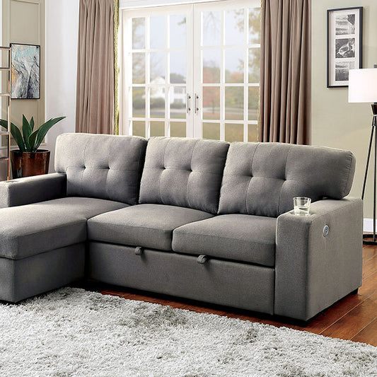 Furniture of America Sammy Fabric Sectional CM6069GY-SECT IMAGE 1