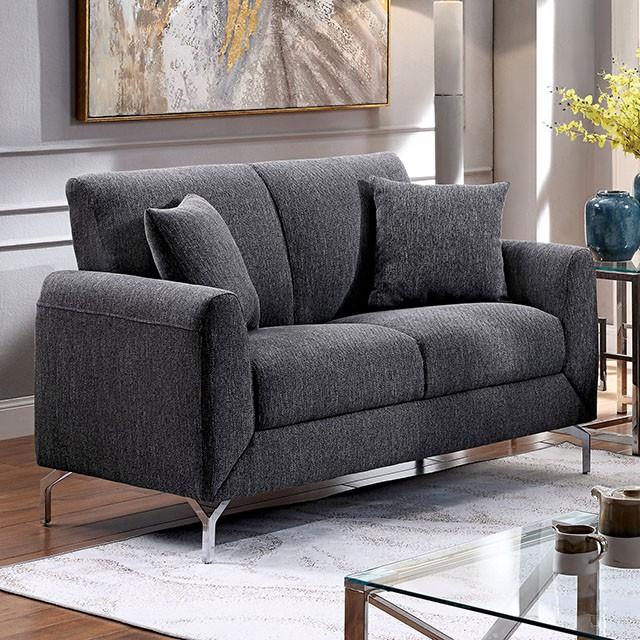 Furniture of America Lauritz Stationary Fabric Loveseat CM6088GY-LV IMAGE 1