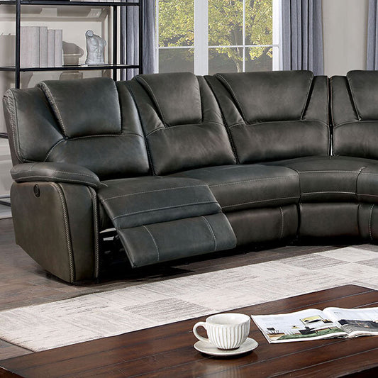 Furniture of America Erfurt Power Reclining Leather Look Sectional CM6119GY-SECT IMAGE 1