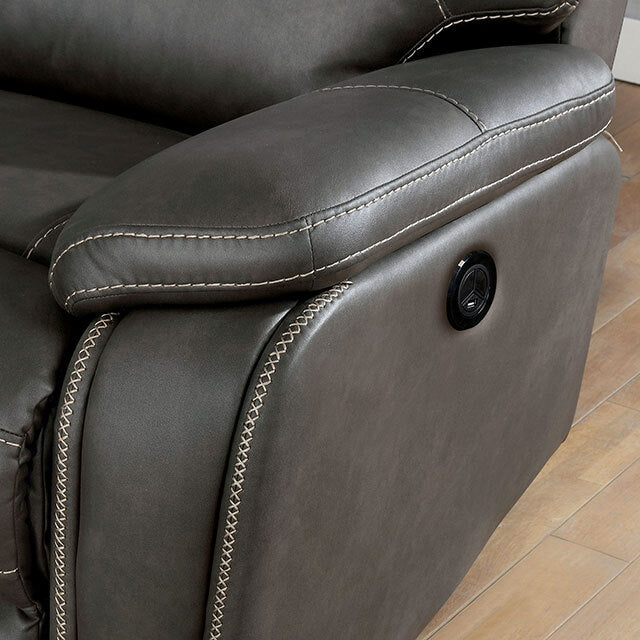 Furniture of America Erfurt Power Reclining Leather Look Sectional CM6119GY-SECT IMAGE 4