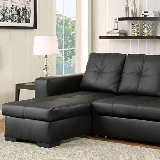 Furniture of America Denton Leather Look Sectional CM6149BK-LTR-SET-VN IMAGE 1