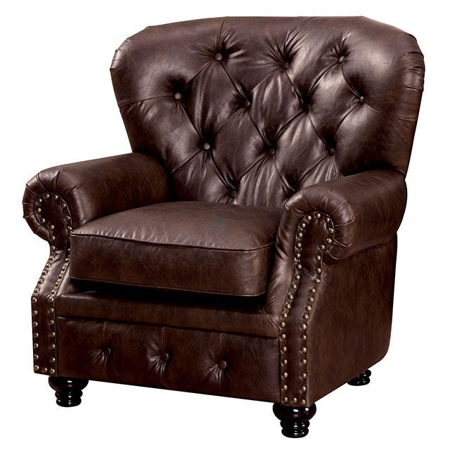 Furniture of America Stanford Stationary Leather Look Chair CM6269BR-CH-VN IMAGE 3