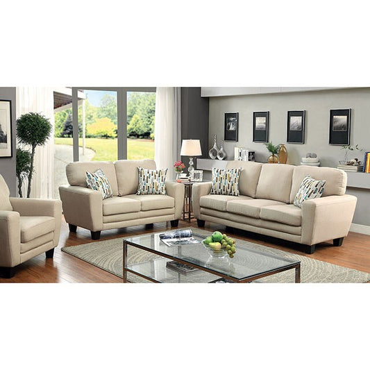 Furniture of America Saffron Stationary Fabric Loveseat CM6286BG-LV IMAGE 1