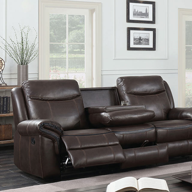 Furniture of America Chenai Reclining Leather Look Sofa CM6297-SF-VN IMAGE 8