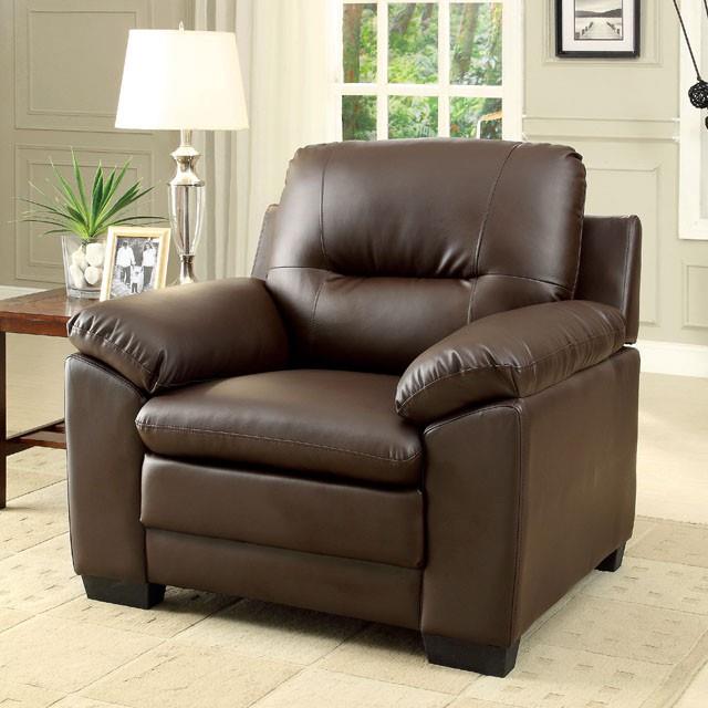 Furniture of America Parma Stationary Leather Look Chair CM6324BR-CH IMAGE 3