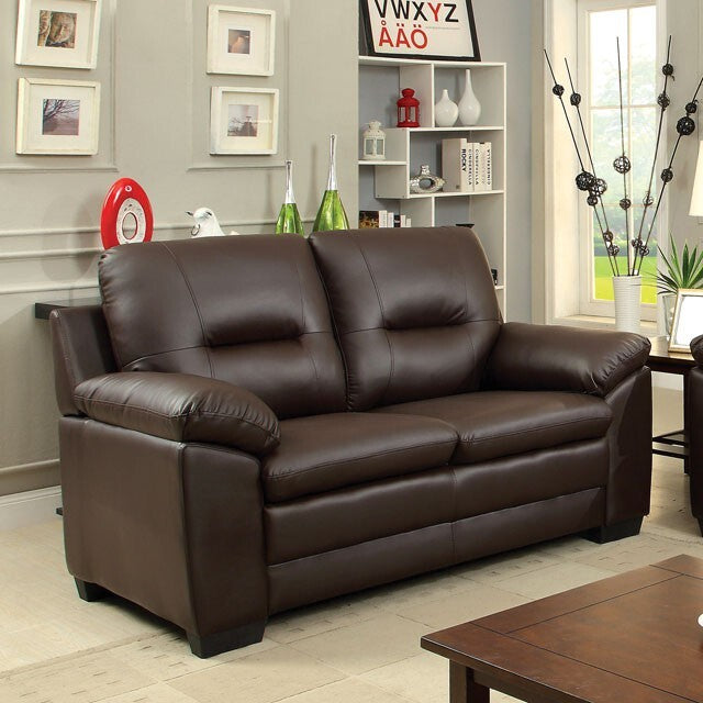 Furniture of America Parma Stationary Leather Look Loveseat CM6324BR-LV IMAGE 3