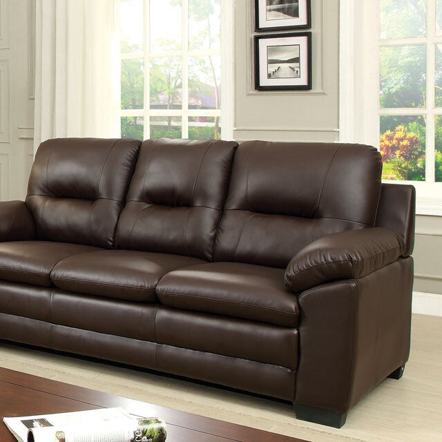 Furniture of America Parma Stationary Leather Look Sofa CM6324BR-SF IMAGE 3