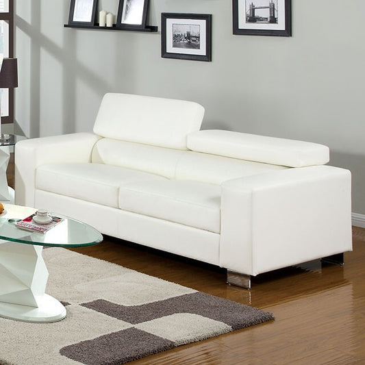 Furniture of America Makri Stationary Bonded Leather Match Sofa CM6336WH-S IMAGE 1
