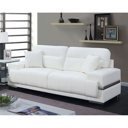Furniture of America Zibak Stationary Leather Look Sofa CM6411WH-SF IMAGE 1