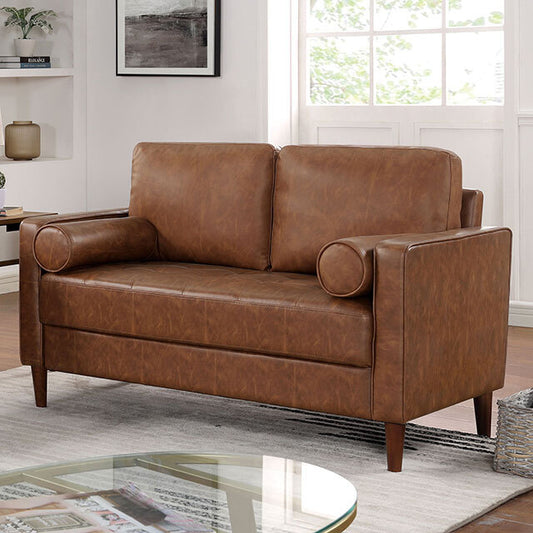 Furniture of America Horgen Stationary Leather Look Loveseat CM6452BR-LV IMAGE 1