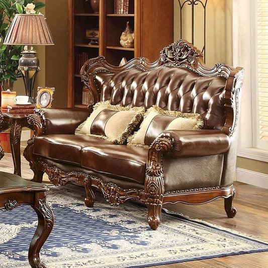 Furniture of America Jericho Stationary Leather Match Loveseat CM6786-LV-PK IMAGE 1