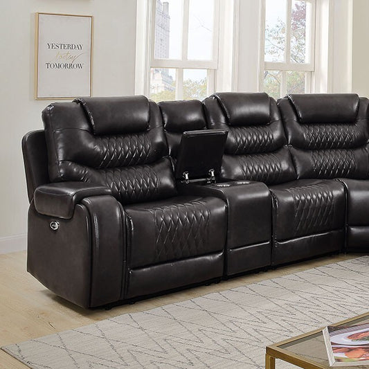 Furniture of America Mariah Power Reclining Leather Look Sectional CM6895GY-SECT IMAGE 1