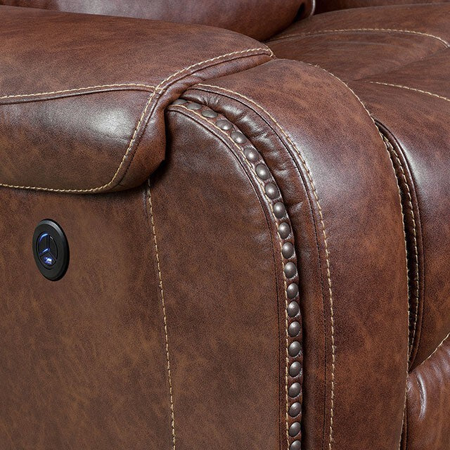 Furniture of America Walter Power Leather Look Recliner CM6950BR-CH-PM IMAGE 3