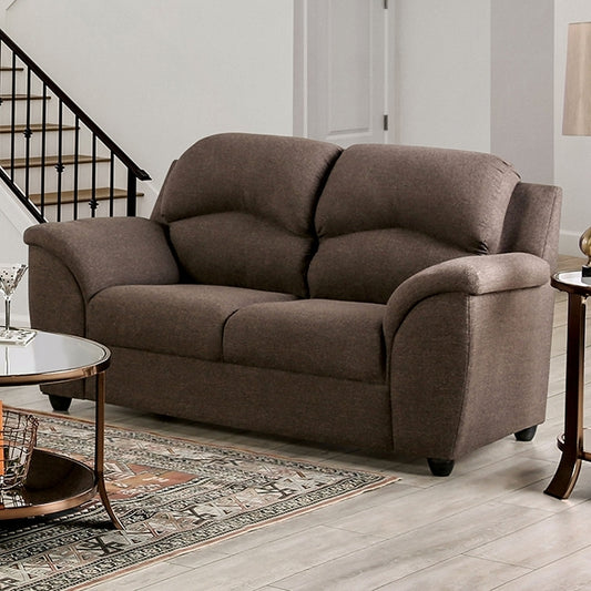 Furniture of America Meyrin Stationary Fabric Loveseat EM6720BR-LV IMAGE 1