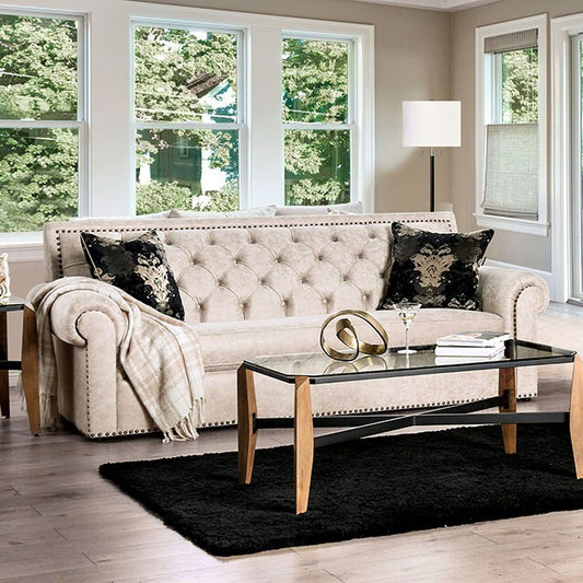 Furniture of America Parshall Stationary Leather Look Sofa SM2272-SF IMAGE 1