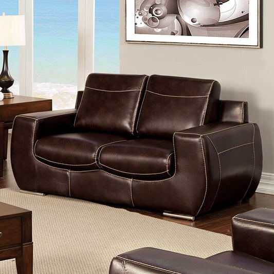 Furniture of America Tekir Stationary Leather Loveseat SM6031-LV IMAGE 1