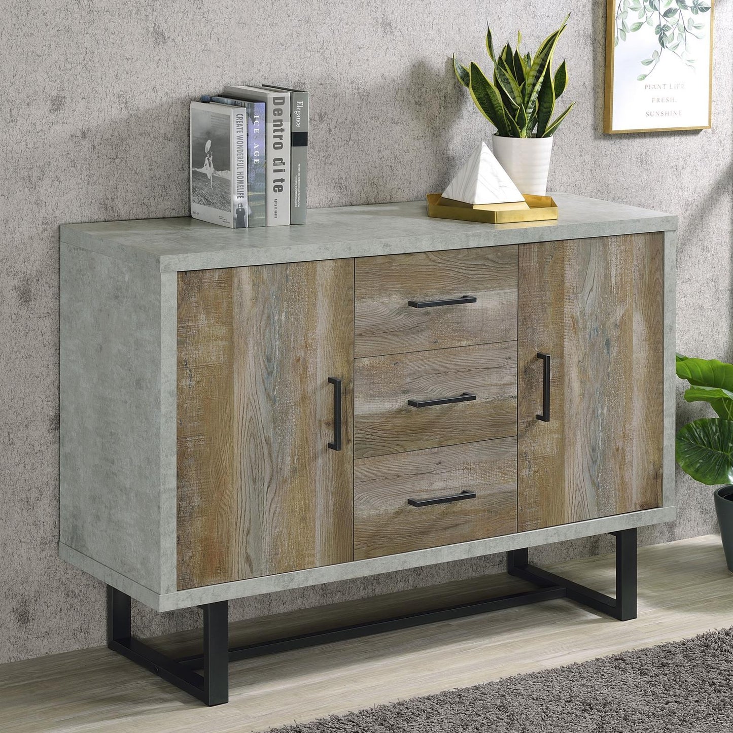 Coaster Furniture Abelardo 953565 3-Drawer Engineered Wood Cabinet - Weathered Oak IMAGE 7