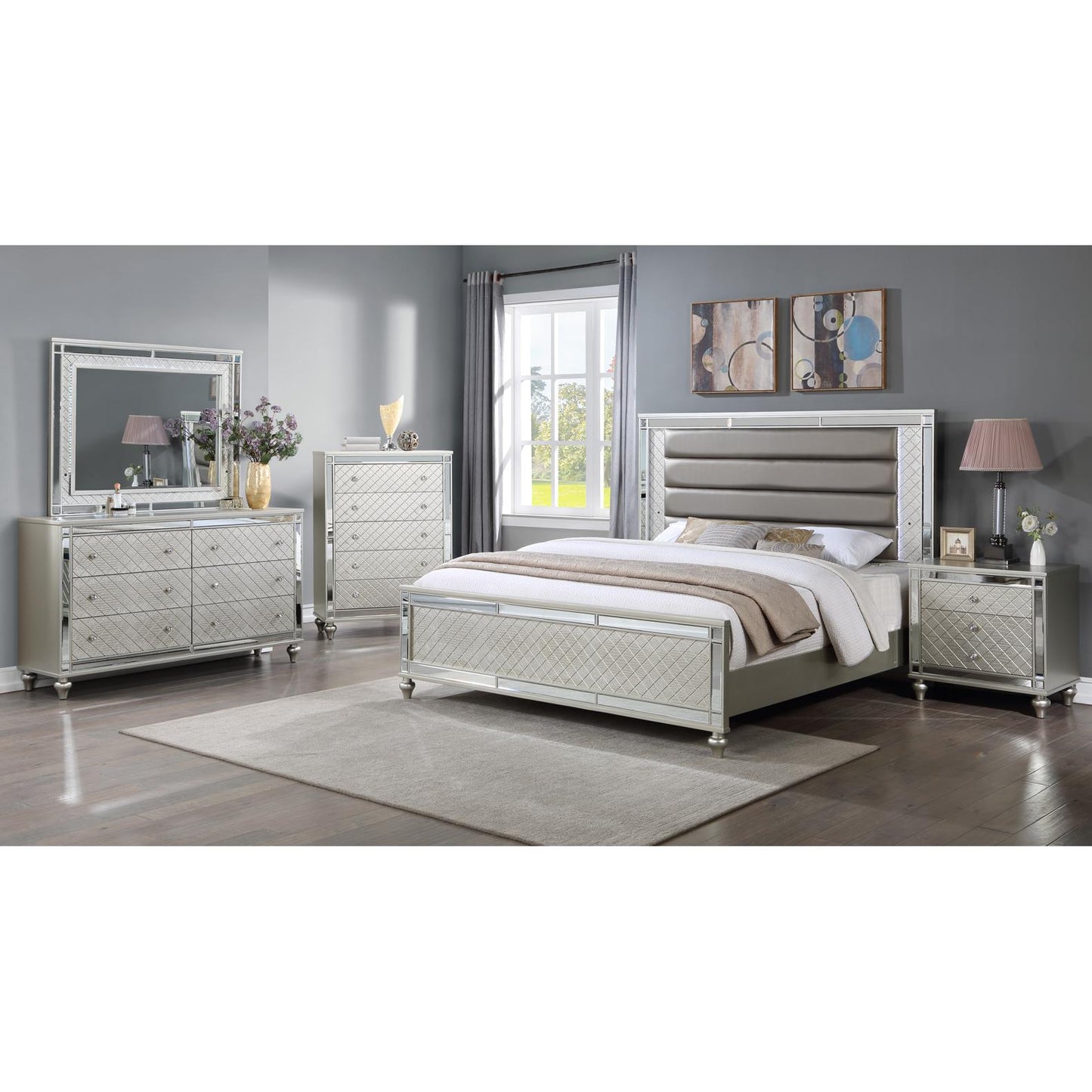Crown Mark Cristian B1680 King Bed - Champagne IMAGE 3
